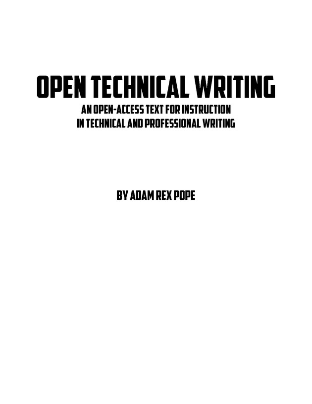 Open Technical Writing - New Page
